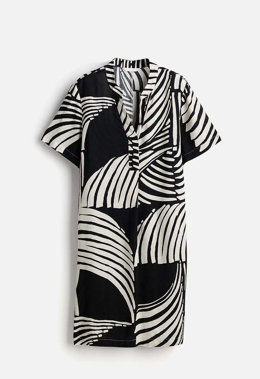 H&M - Viscose tunic dress - black patterned