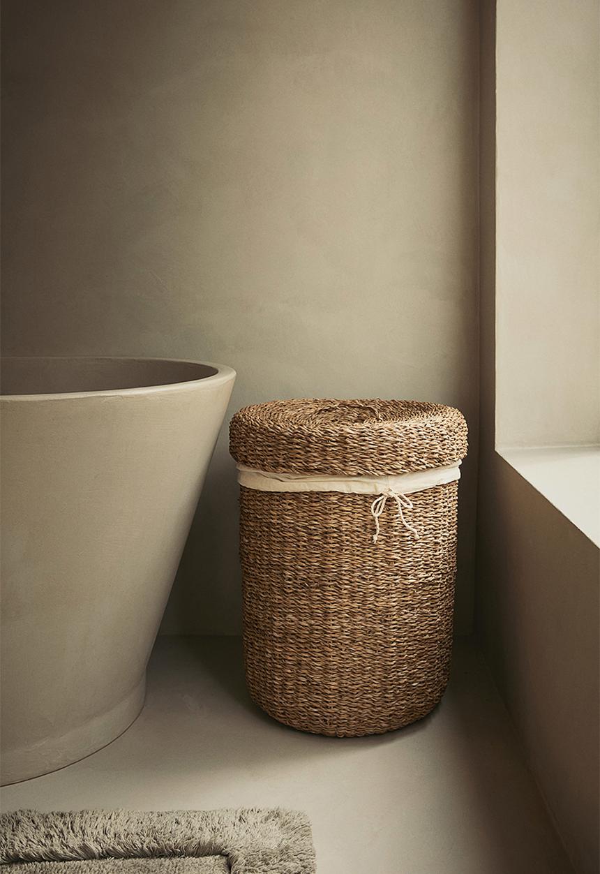H&M - Seagrass laundry basket - beige light beige