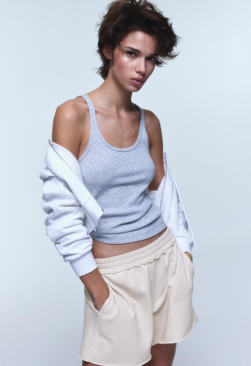 H&M - Pull-on sweatshirt shorts - light beige