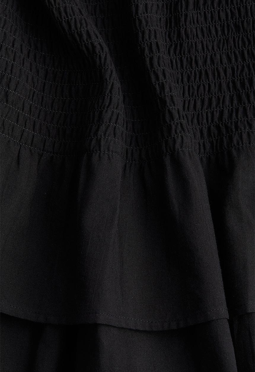 H&M - Smocked-waist tiered skirt - black