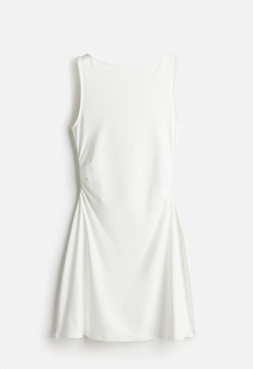 H&M - Gathered dress with flared skirt - cream