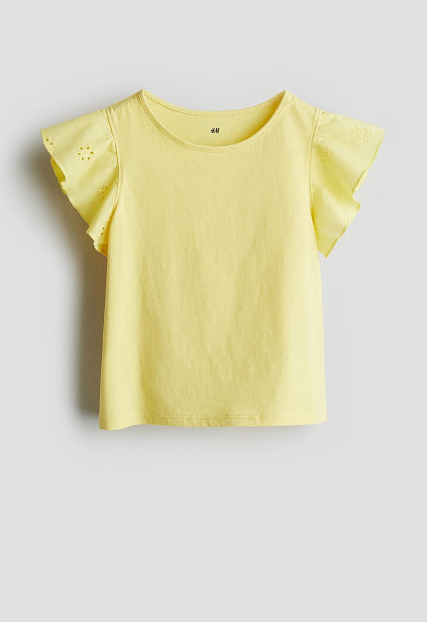 H&M - Jersey top with broderie anglaise - yellow