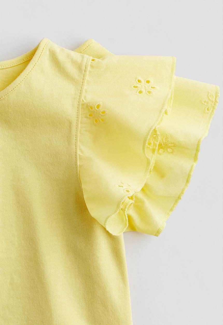 H&M - Jersey top with broderie anglaise - yellow