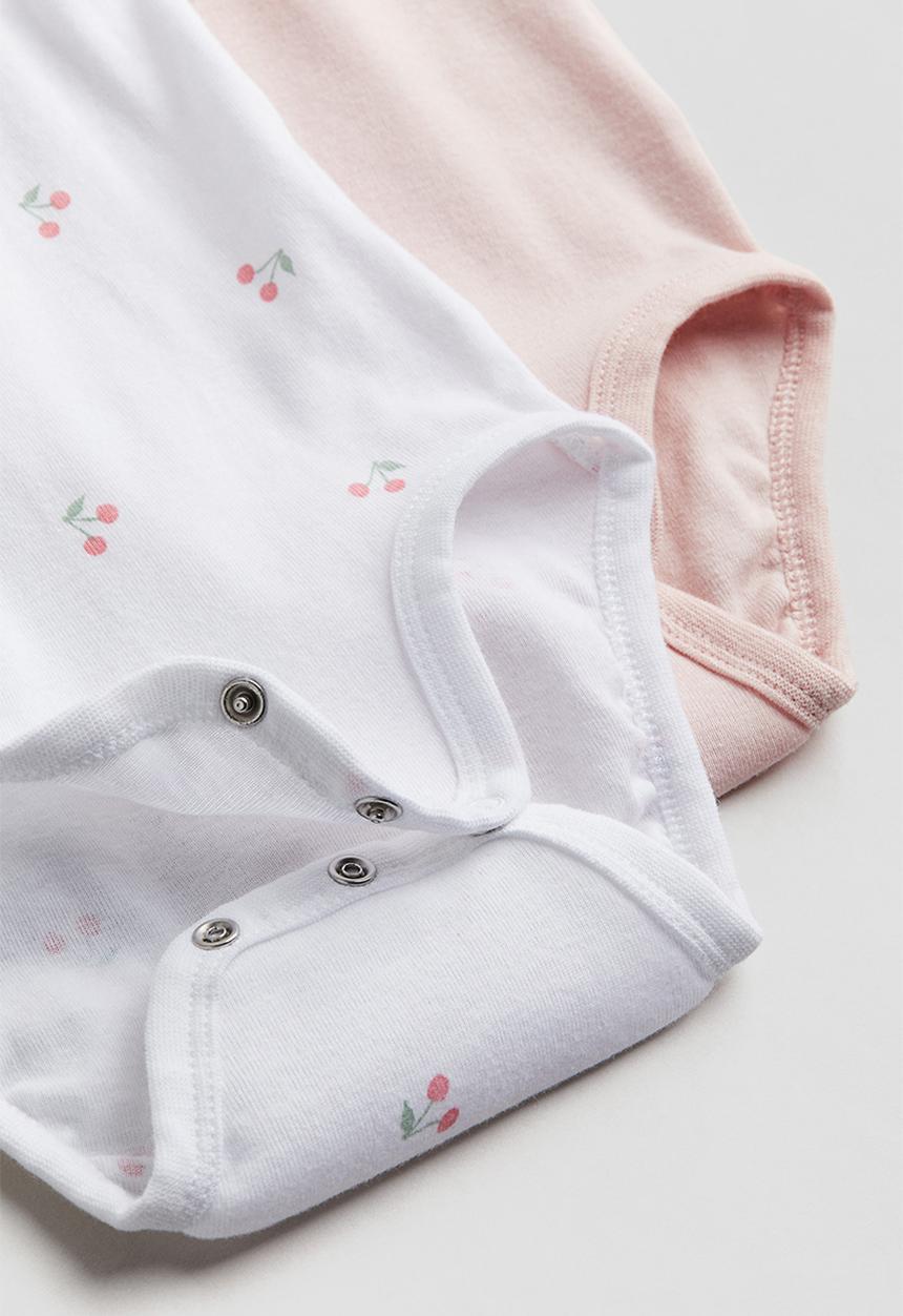 H&M - 2 pack sleeveless cotton bodysuits - light pink cherries