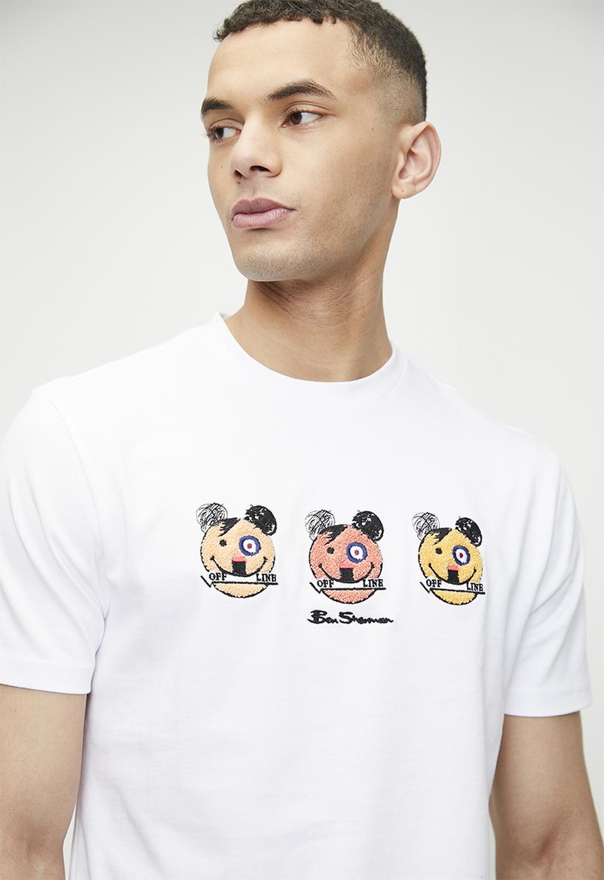 Ben Sherman - Happy Bears Tee Textured face - White