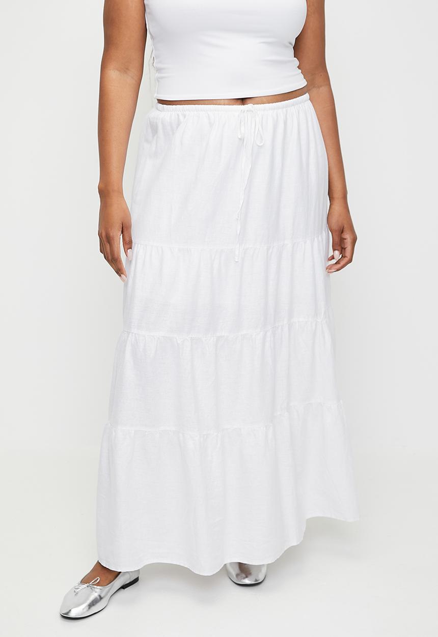 Cotton On - Plus Haven Tiered Maxi Skirt - White