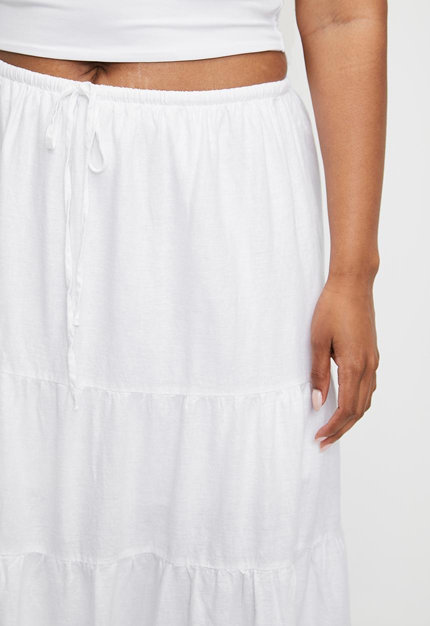 Cotton On - Plus Haven Tiered Maxi Skirt - White