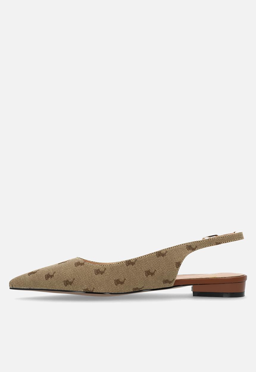 POLO - Pointed jacquard slingback flat - stone