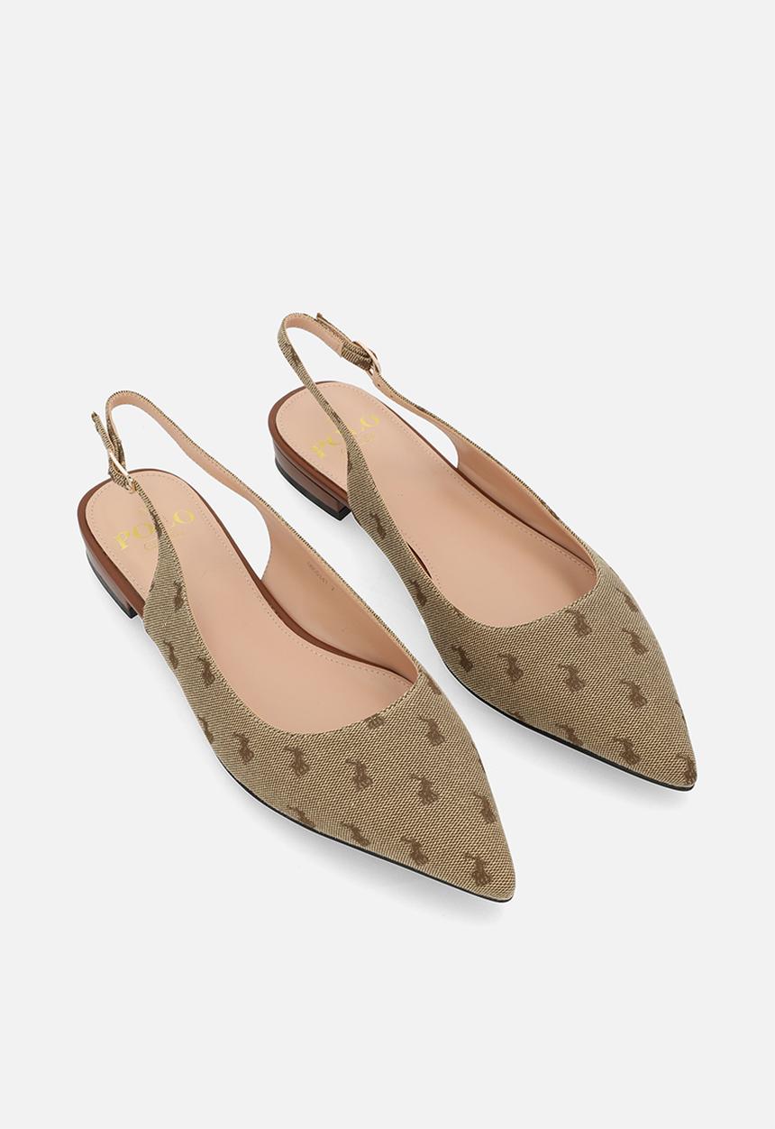 POLO - Pointed jacquard slingback flat - stone