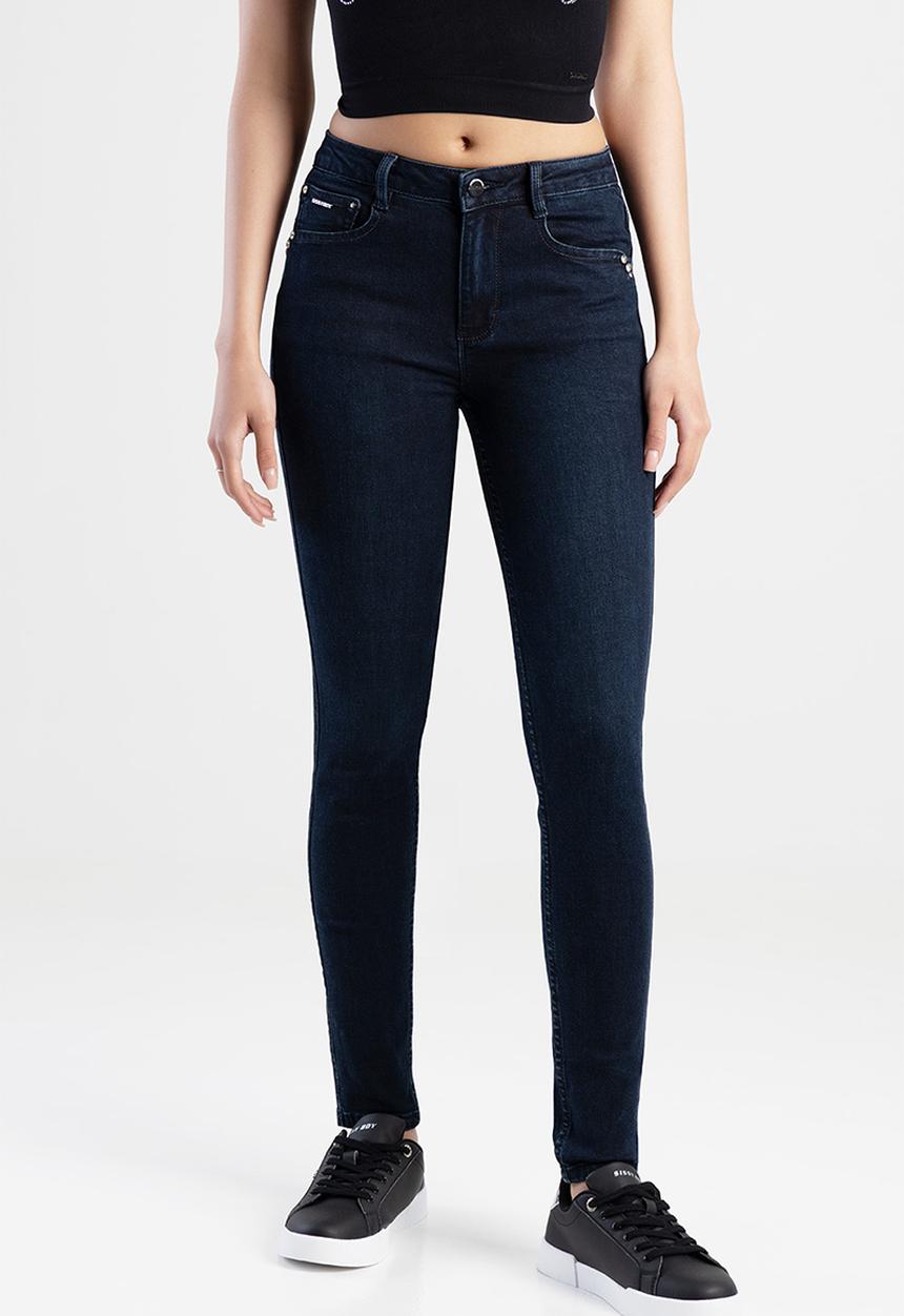 SISSY BOY - Arlo:Mid-Waist Skinny With A Back Pocket Embroidery - Blue/Black
