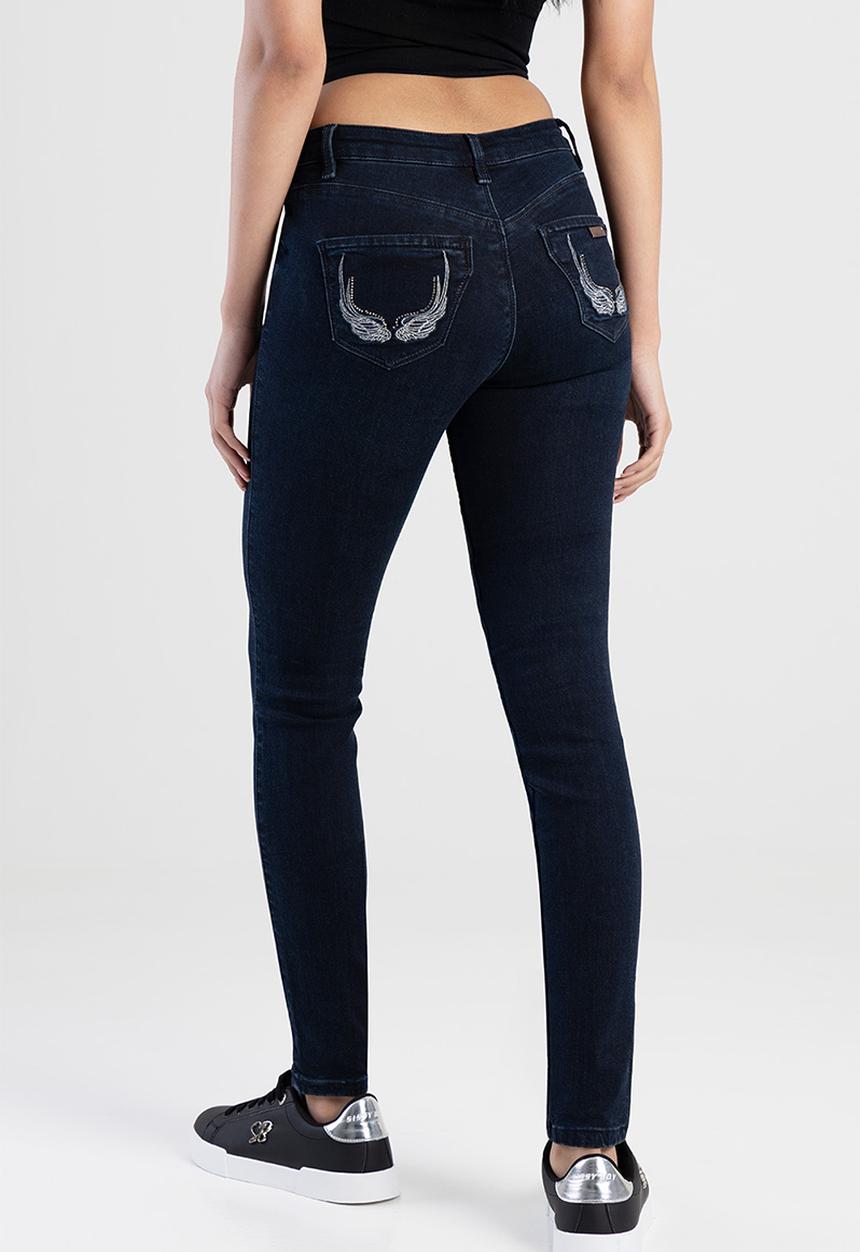 SISSY BOY - Arlo:Mid-Waist Skinny With A Back Pocket Embroidery - Blue/Black