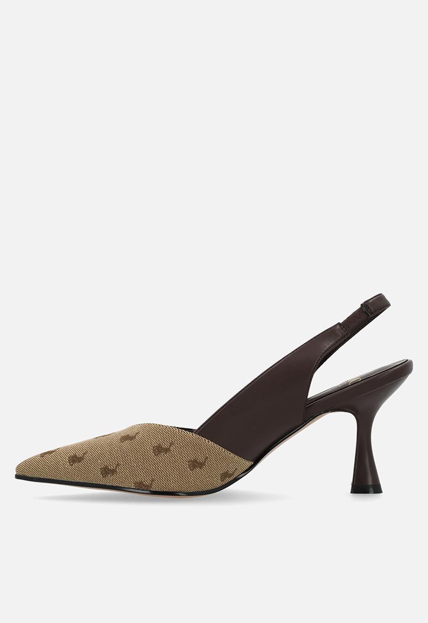 POLO - Jacquard slingback heel - brown