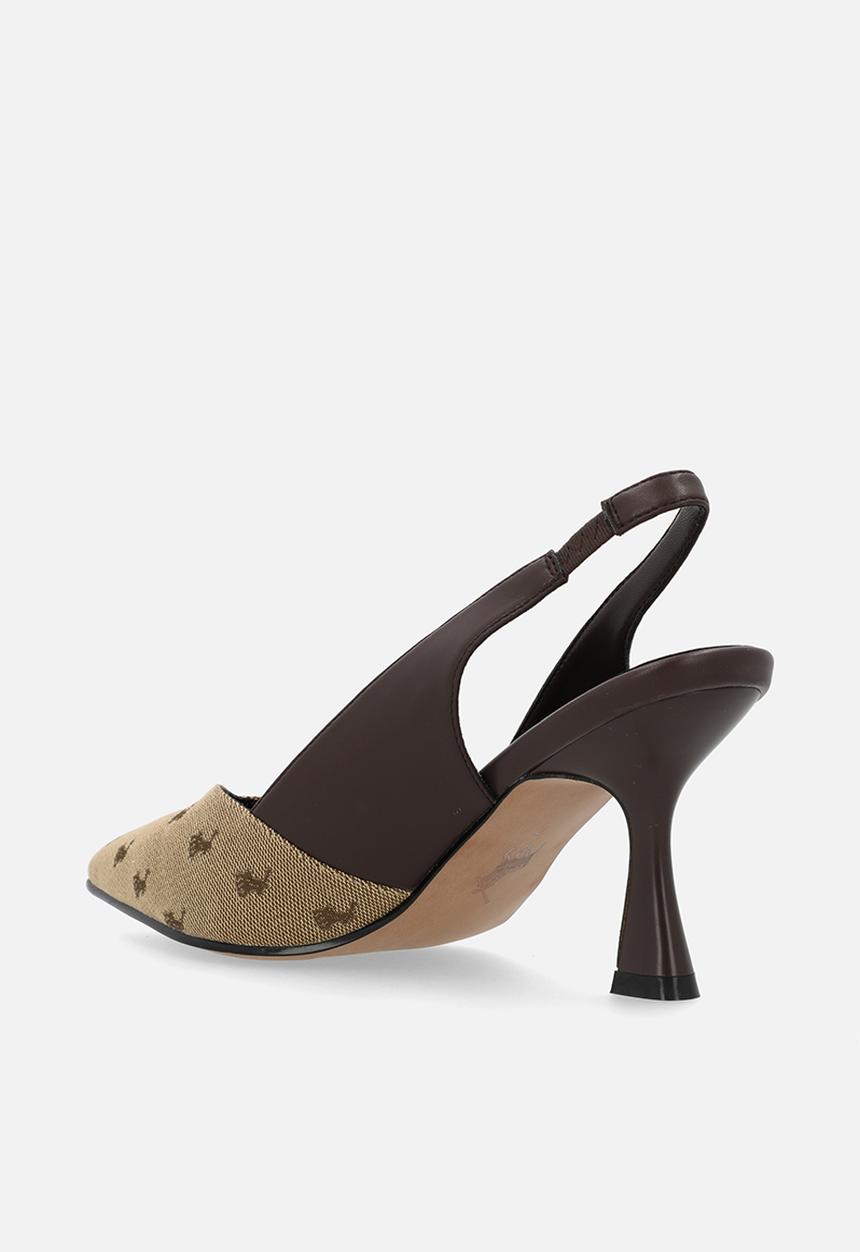 POLO - Jacquard slingback heel - brown