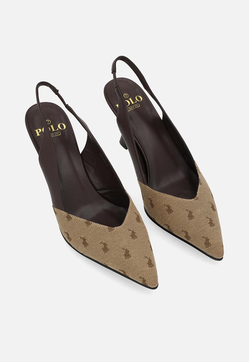 POLO - Jacquard slingback heel - brown
