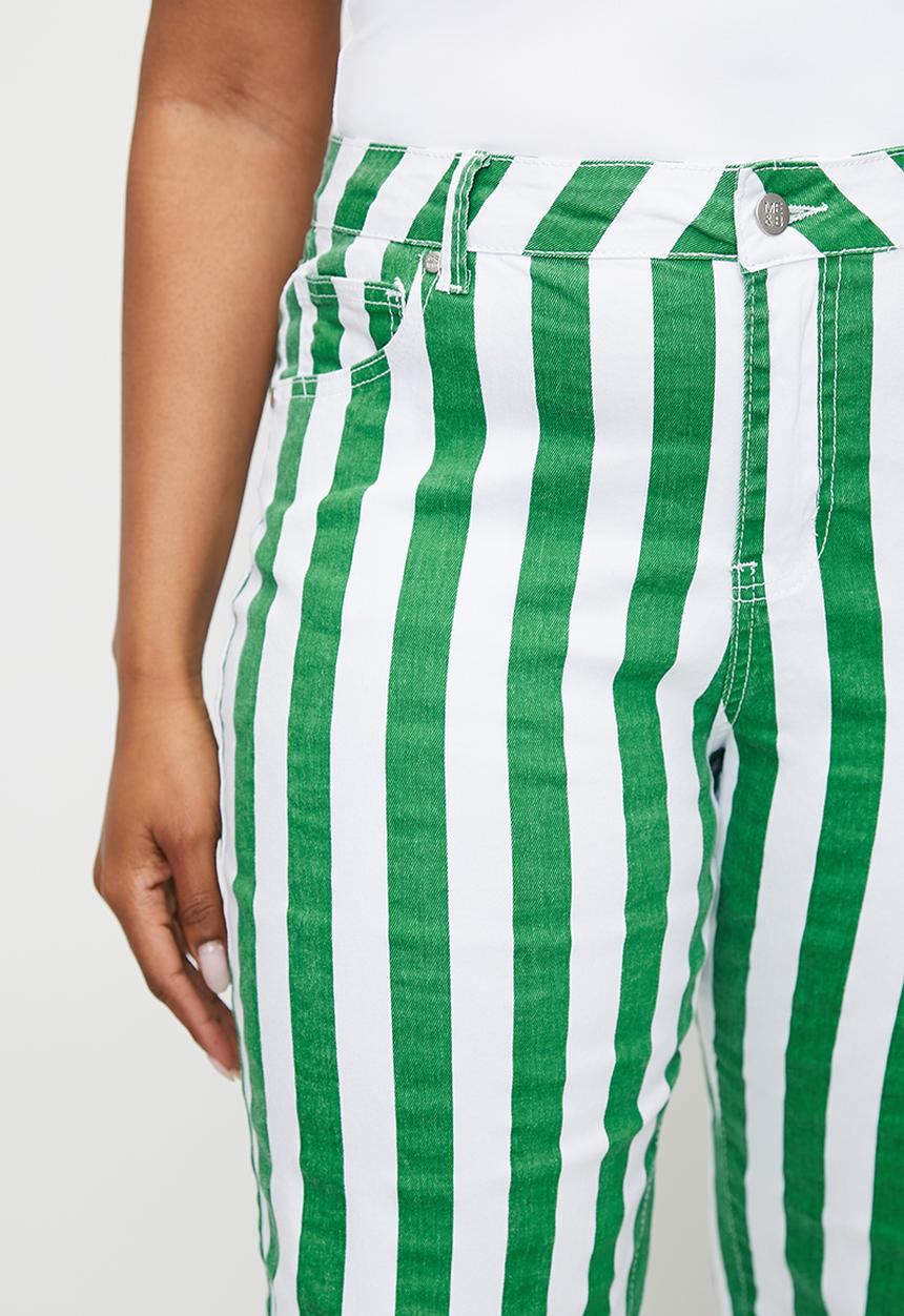 Me&B - Plus Stretch Straight Leg Jeans - Greensstripe