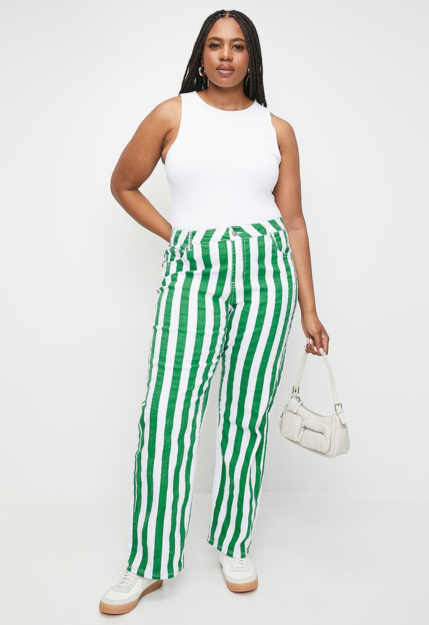 Me&B - Plus Stretch Straight Leg Jeans - Greensstripe