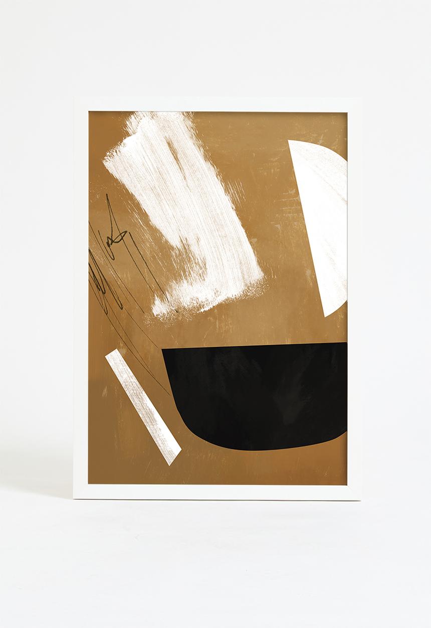 MJ Design Studio - Tan Black Abstract Wall Art