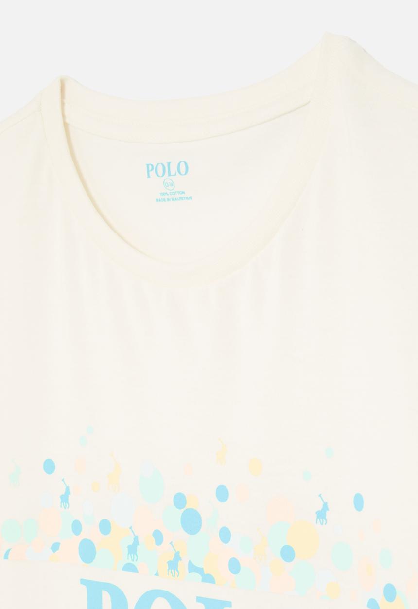 POLO - Girls britney printed ss tee - off white