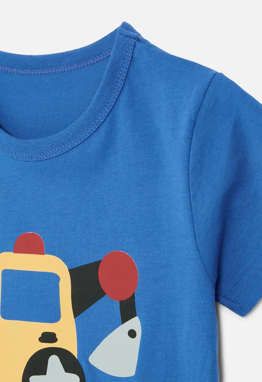 Pop Candy - Excavator print  tee-blue