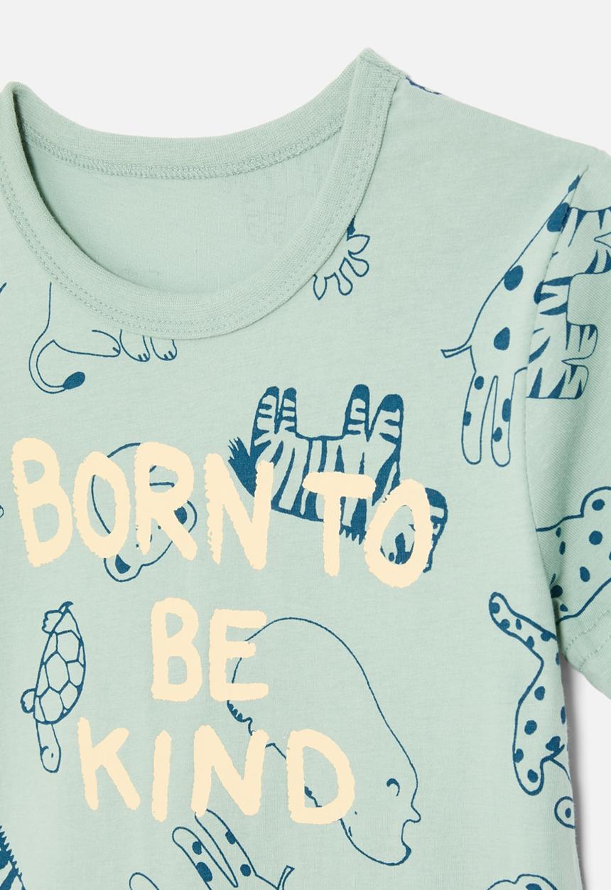 Pop Candy - Born to be kind print tee-light green