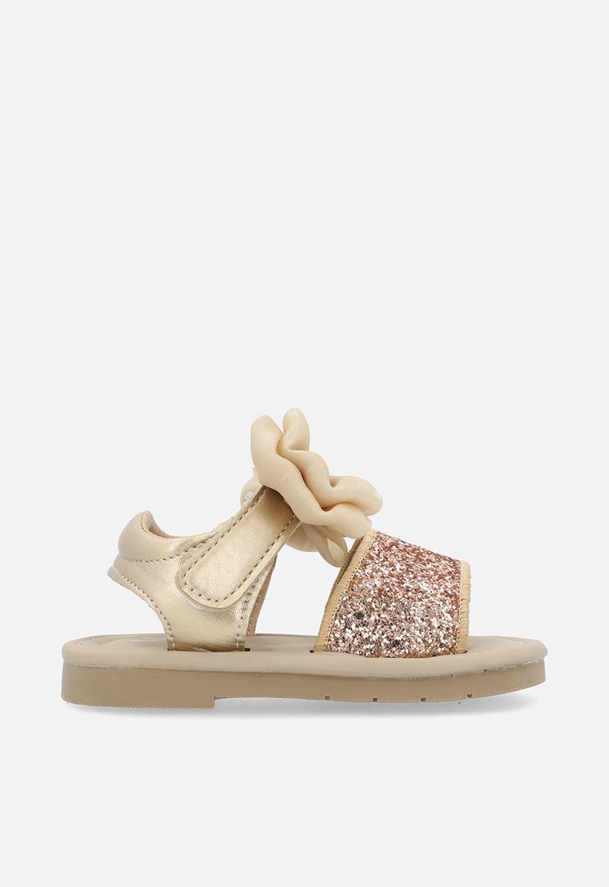 Pop Candy - Bowknot sequined sandals-gold