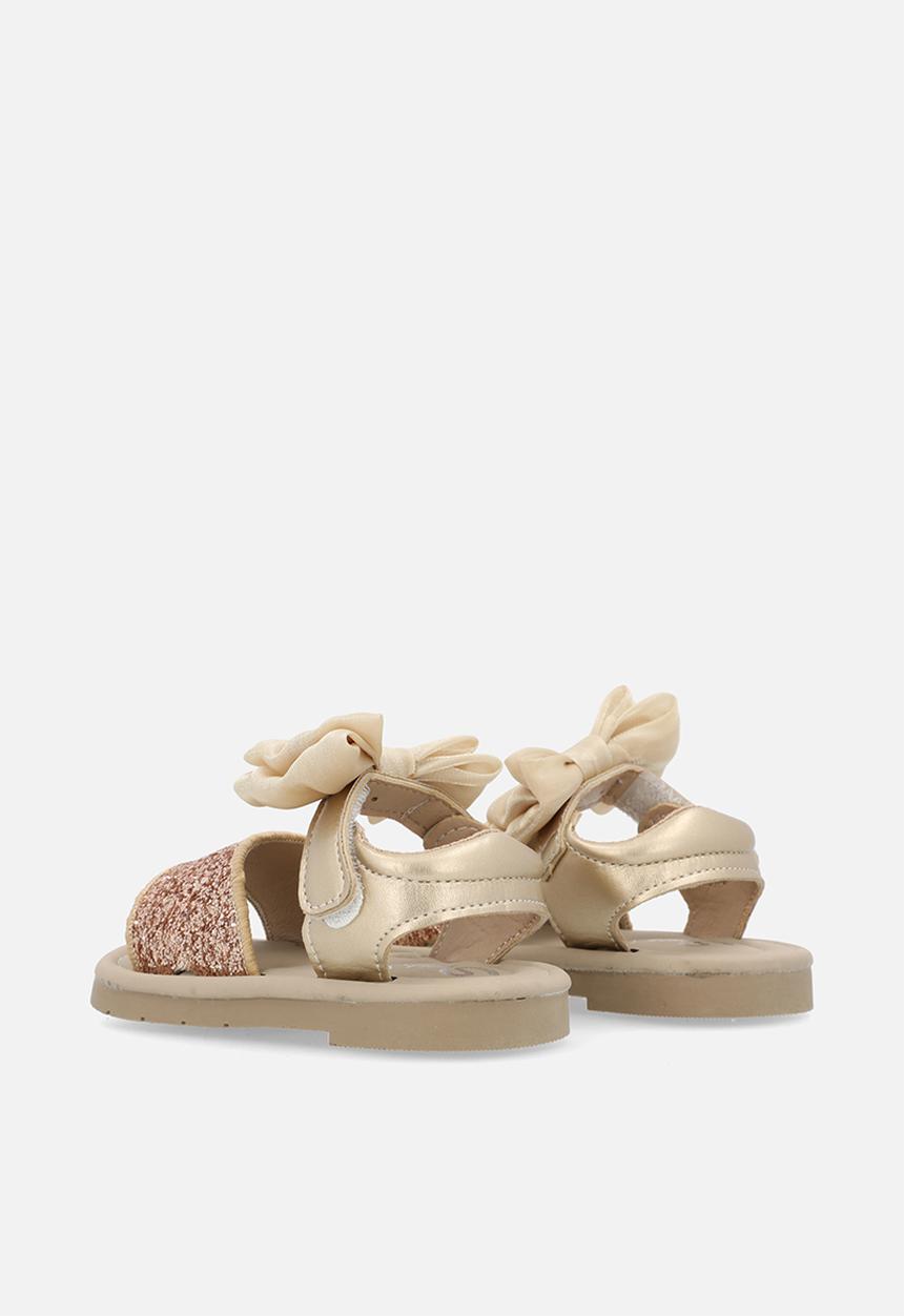 Pop Candy - Bowknot sequined sandals-gold