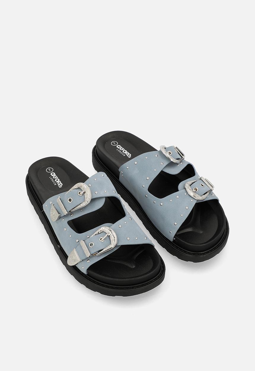 Oxford Street - Double Buckle Slide - Light Blue