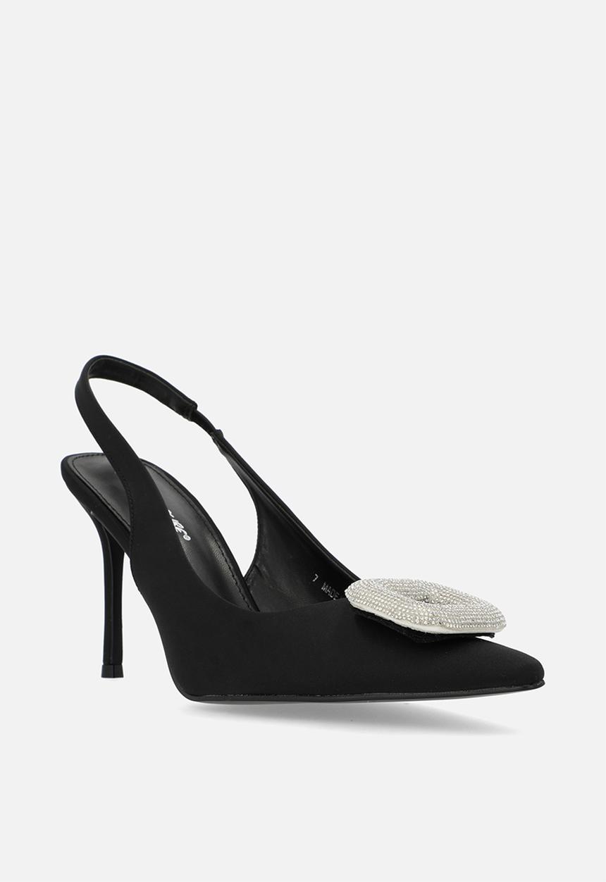 Public Desire - Floss slingback heel - black satin