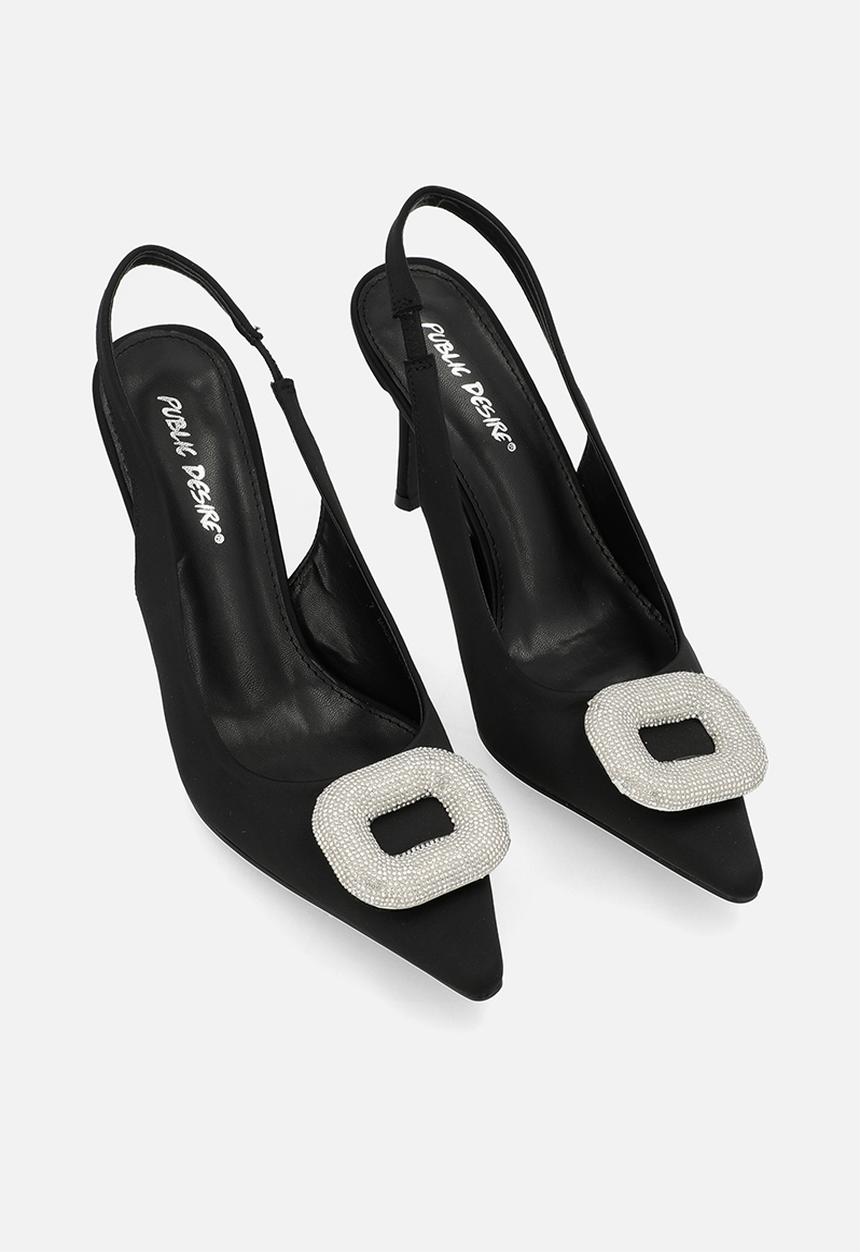 Public Desire - Floss slingback heel - black satin