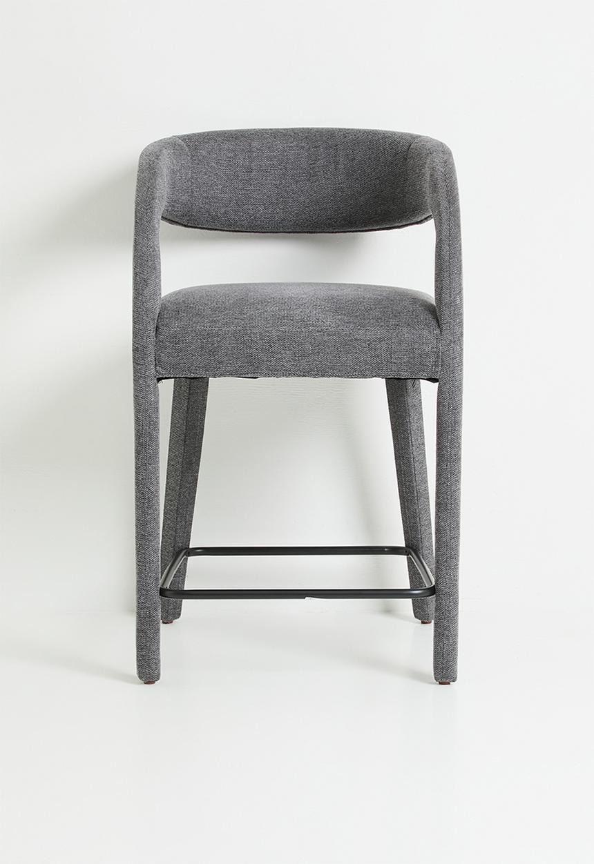 Sixth Floor - Carrie woven fully upholstered counter stool-charcoal