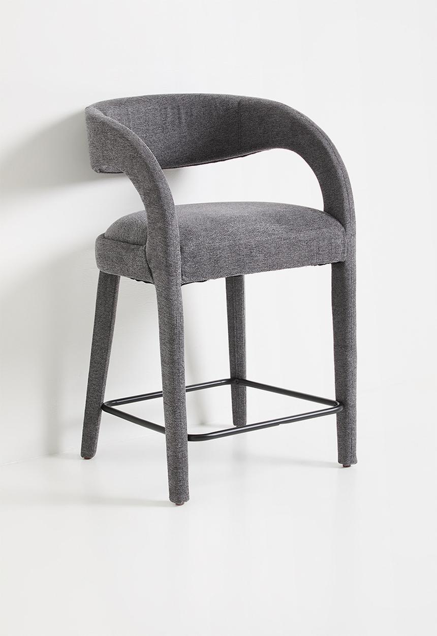 Sixth Floor - Carrie woven fully upholstered counter stool-charcoal