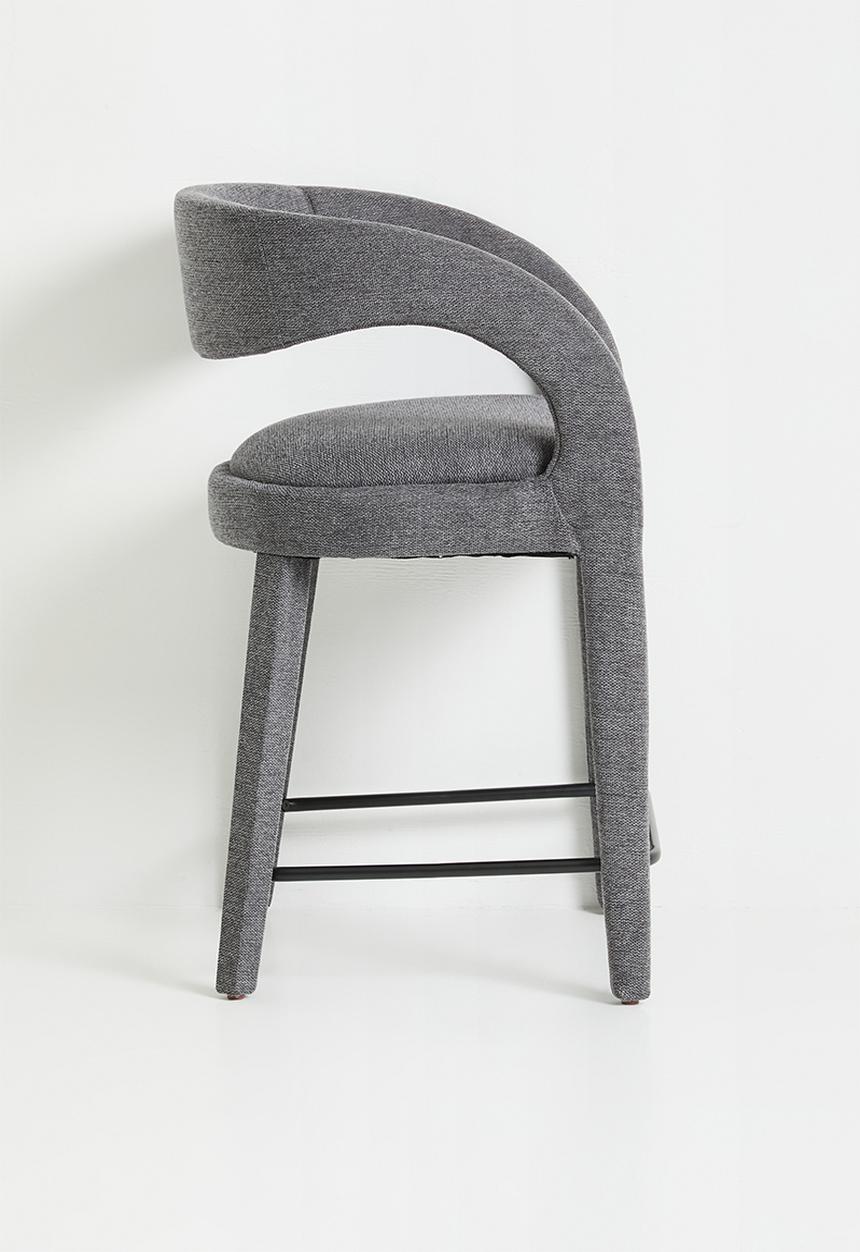 Sixth Floor - Carrie woven fully upholstered counter stool-charcoal