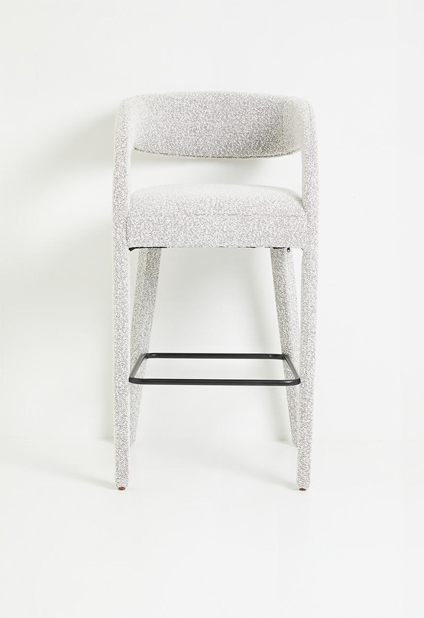 Sixth Floor - Carrie woven fully upholstered bar stool-Dark snow