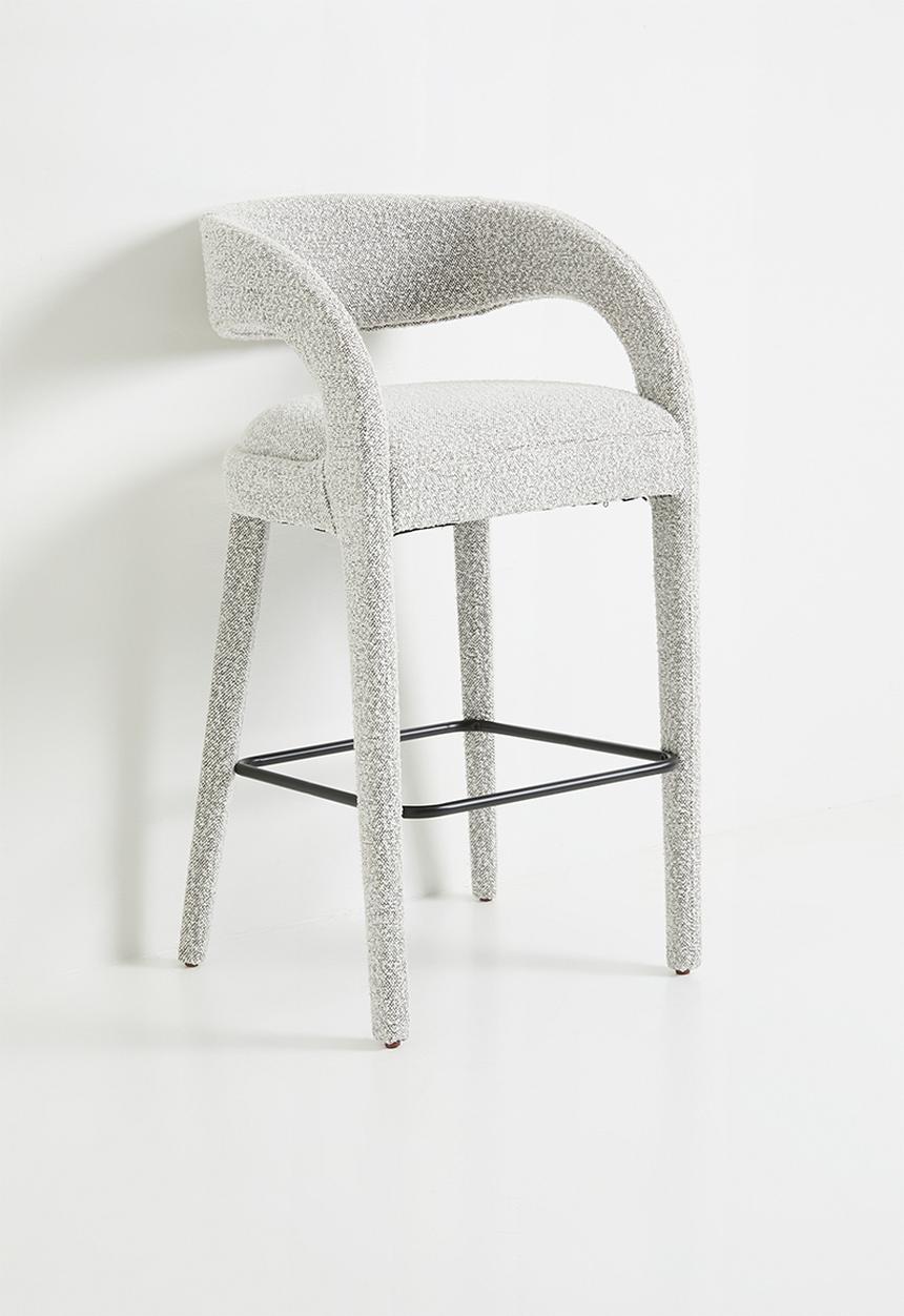 Sixth Floor - Carrie woven fully upholstered bar stool-Dark snow