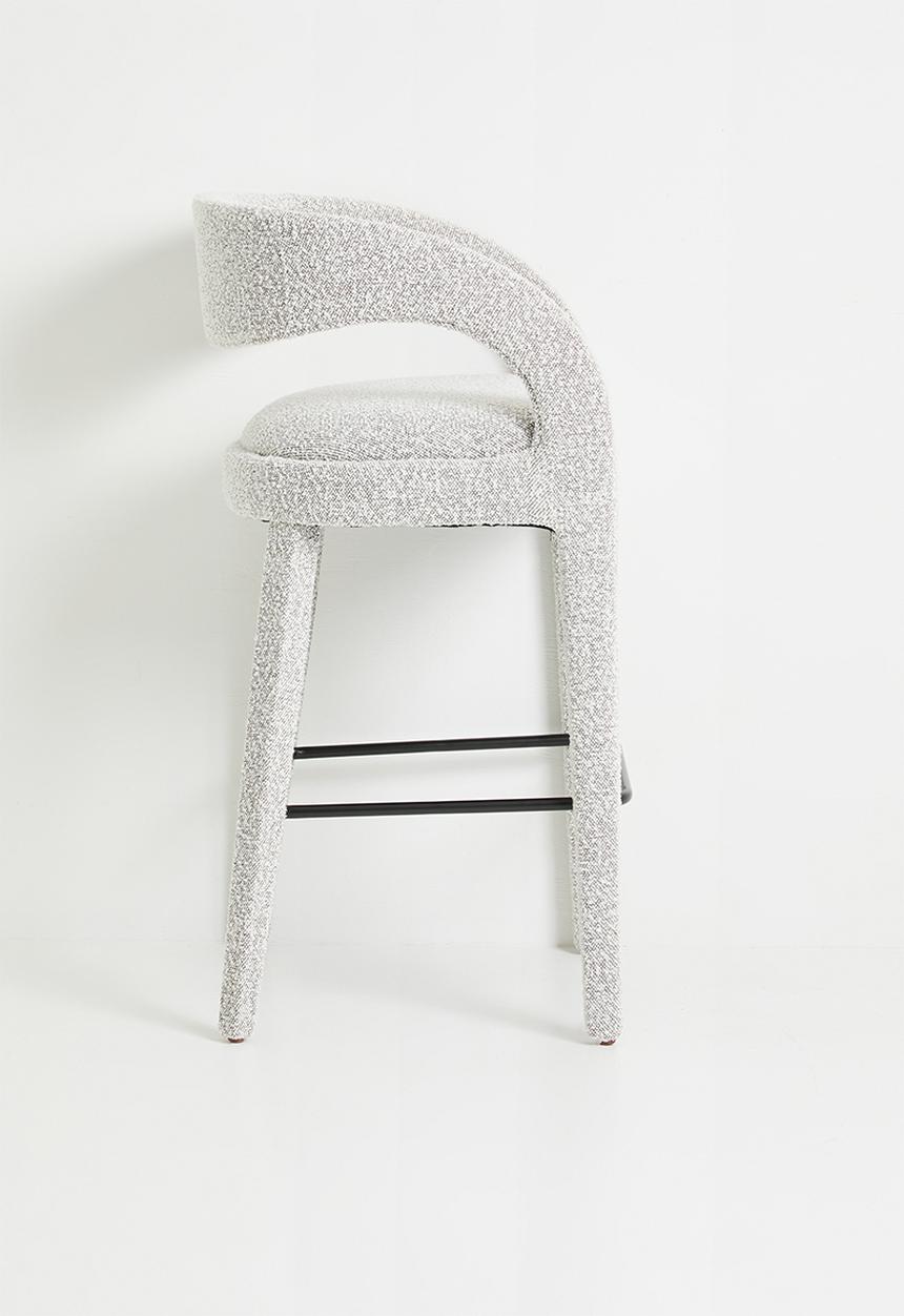 Sixth Floor - Carrie woven fully upholstered bar stool-Dark snow
