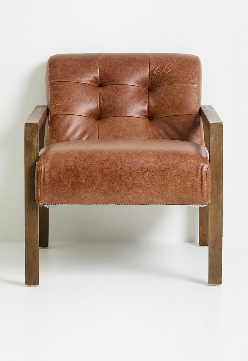 Sixth Floor - Monz deep button genuine leather armchair - Tan