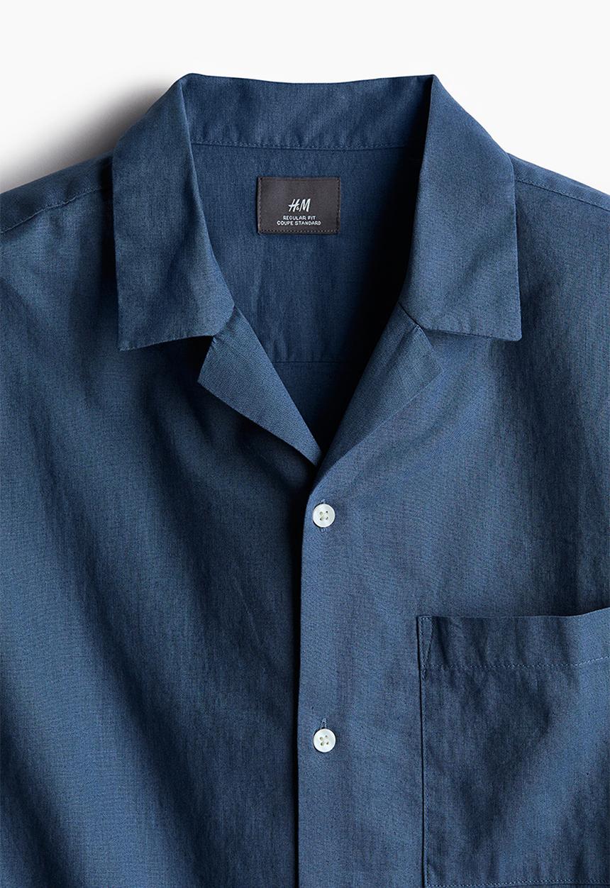 H&M - Regular fit linen-blend shirt - dark blue