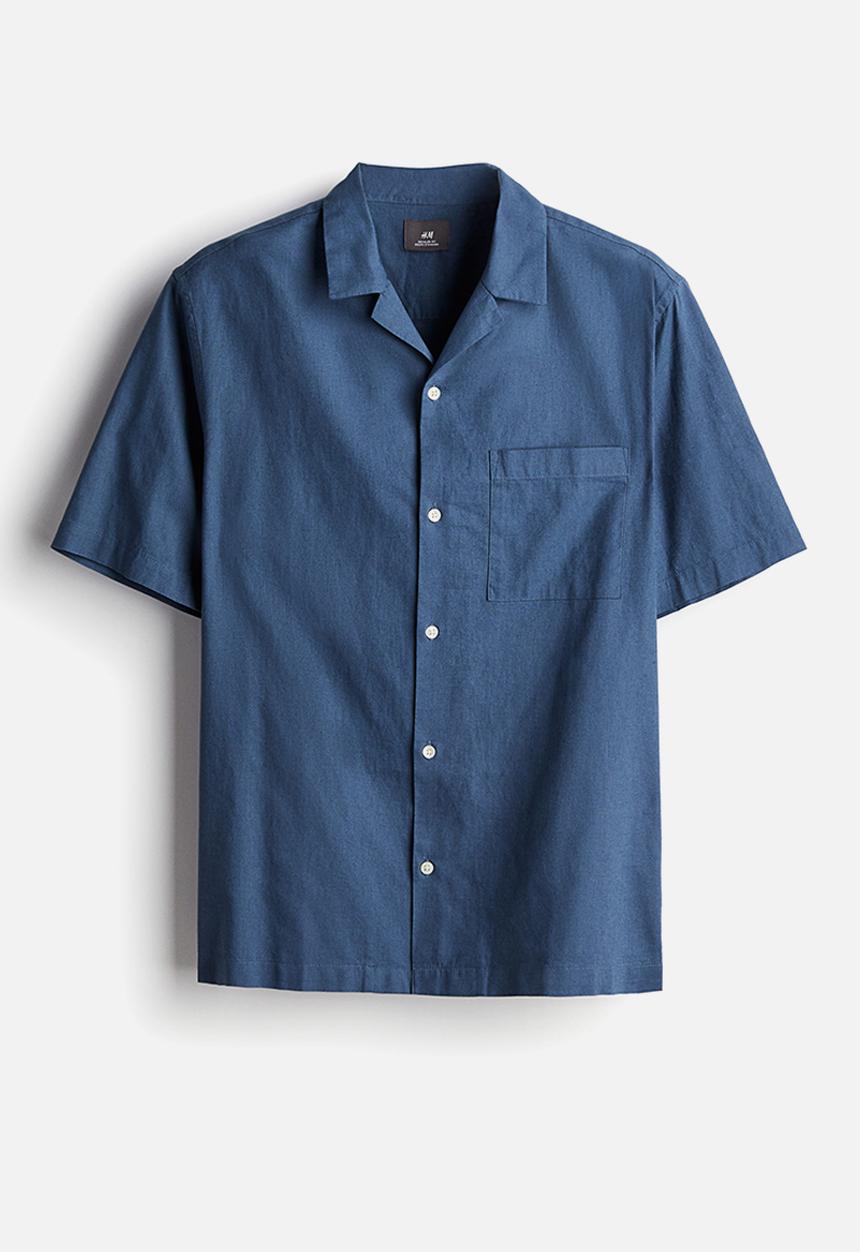 H&M - Regular fit linen-blend shirt - dark blue