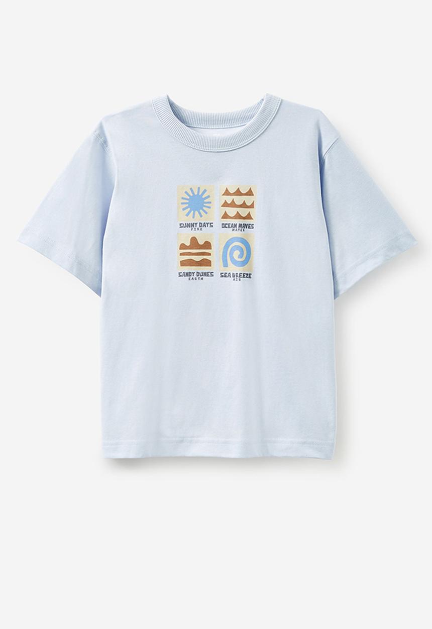 Cotton On - Jonny short sleeve print tee - morning blue/beach side elements