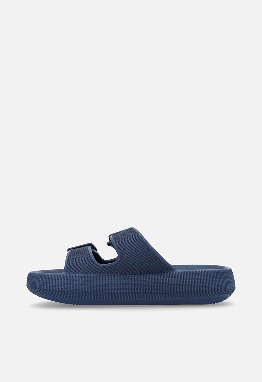 Pop Candy - Twin strap slides-navy blue