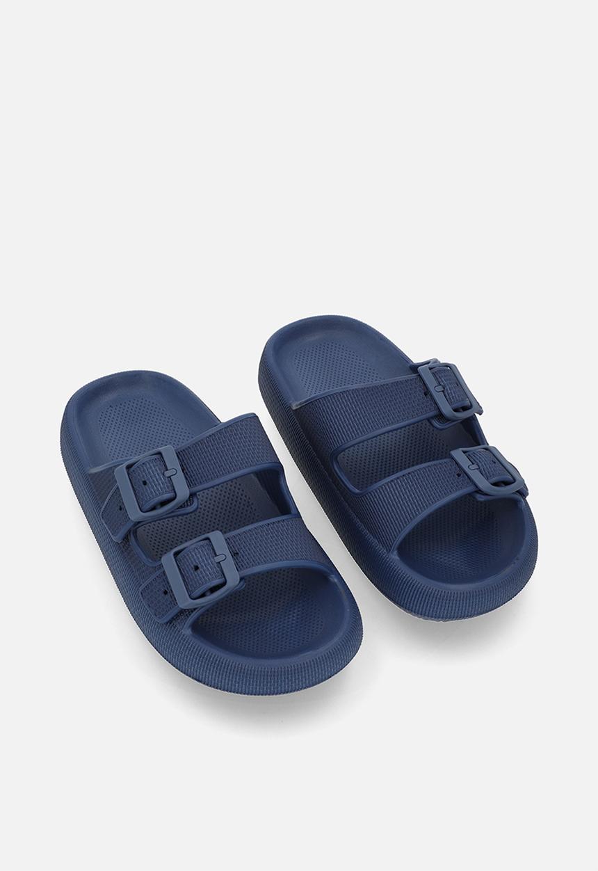 Pop Candy - Twin strap slides-navy blue
