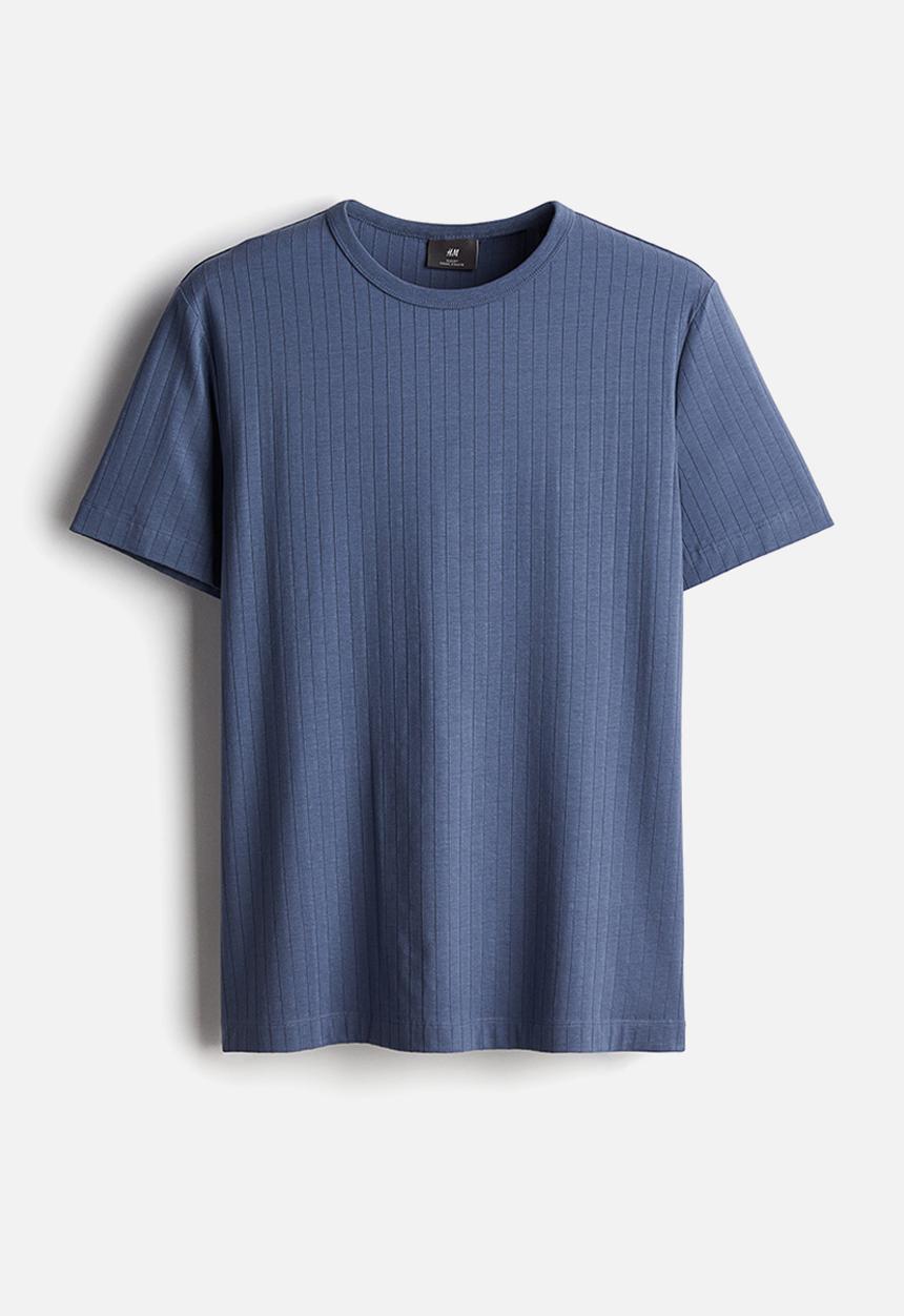 H&M - Slim fit ribbed lyocell-blend t-shirt - steel blue