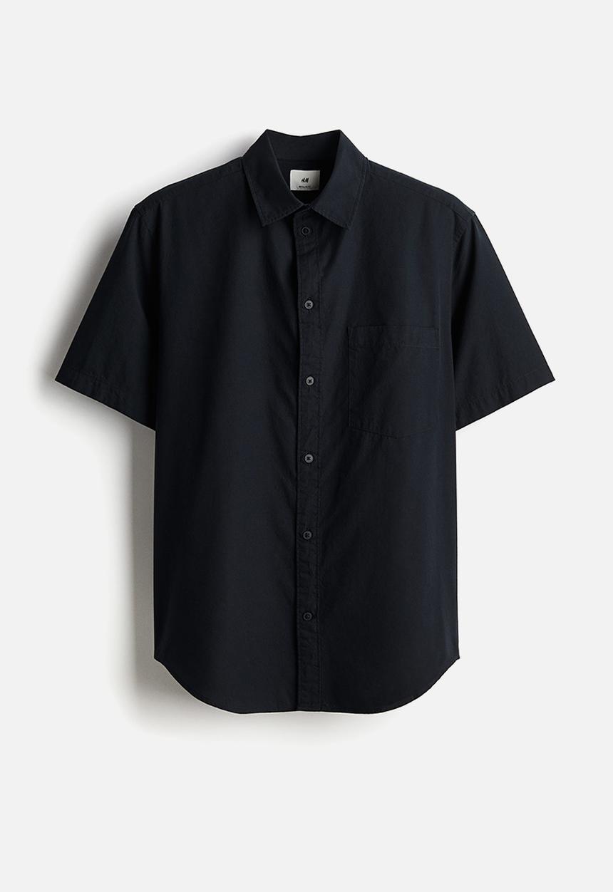 H&M - Regular fit short-sleeved shirt - black