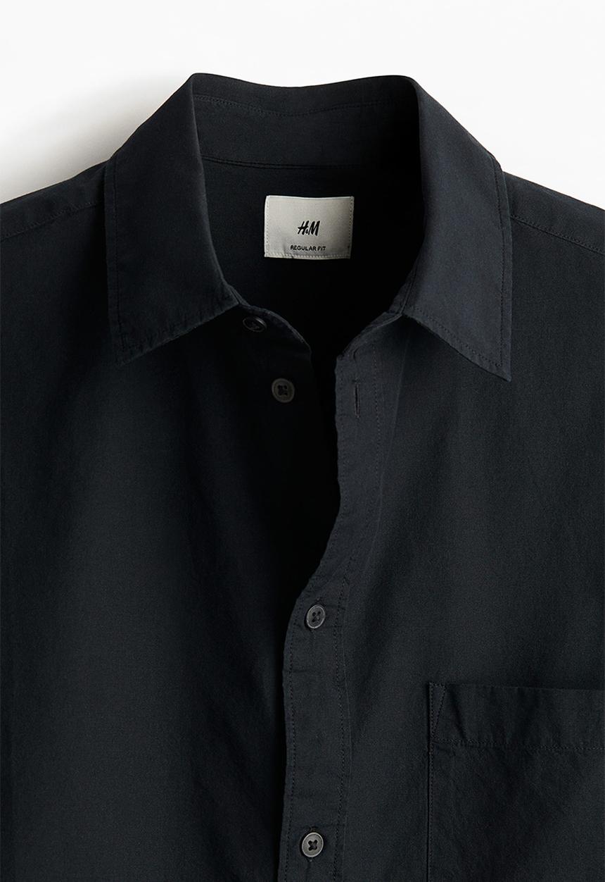 H&M - Regular fit short-sleeved shirt - black