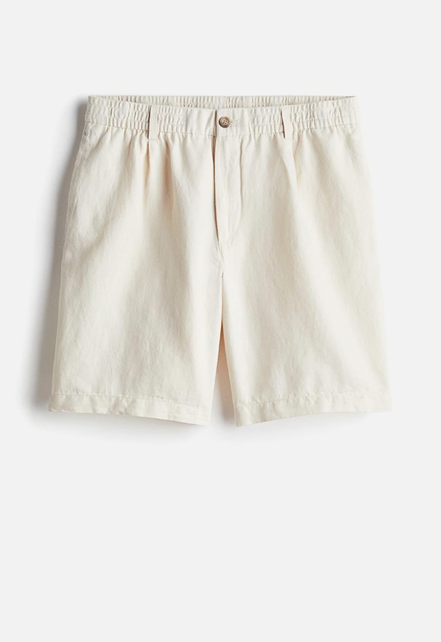H&M - Relaxed fit linen-blend shorts - white
