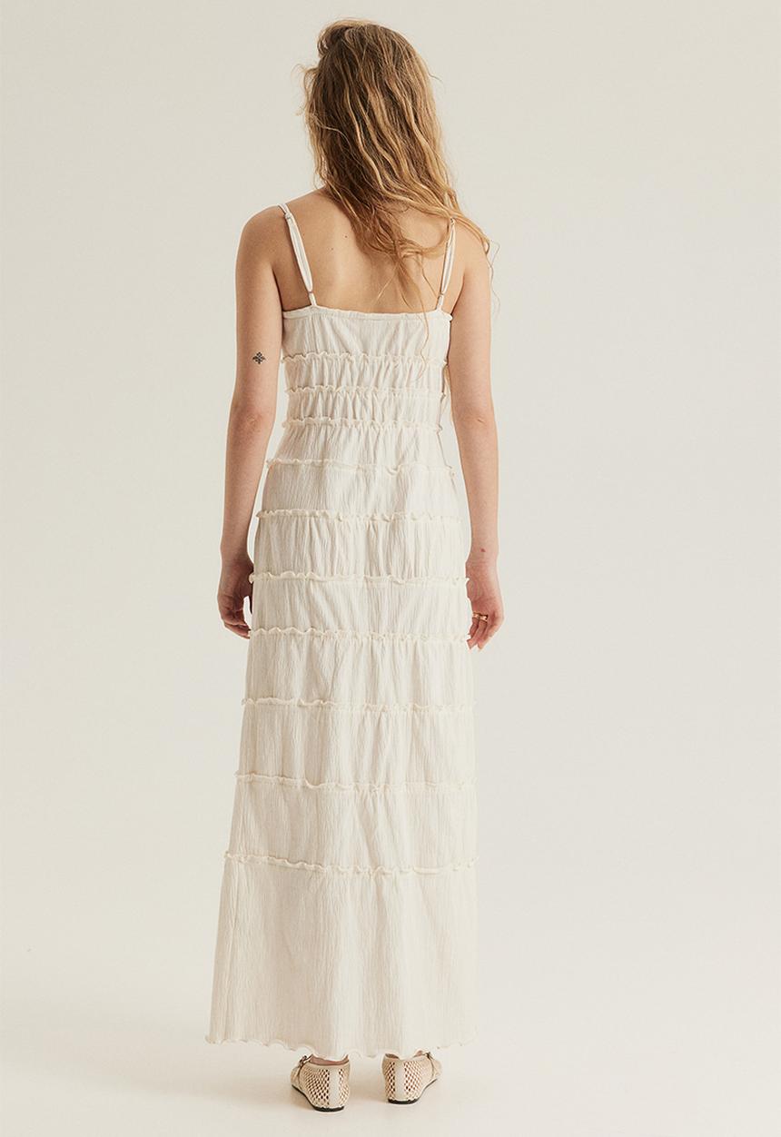 H&M - Frill-trimmed bodycon dress - cream