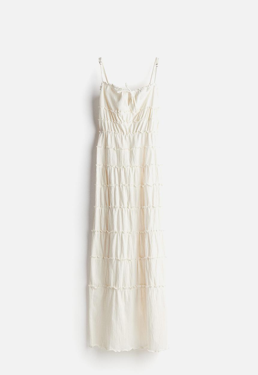 H&M - Frill-trimmed bodycon dress - cream