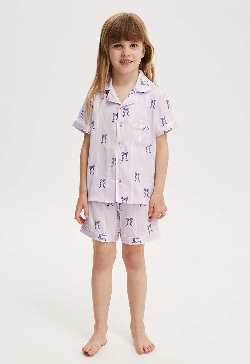Cotton On - Casey short sleeve pyjama set - vintage lilac/stripe bows