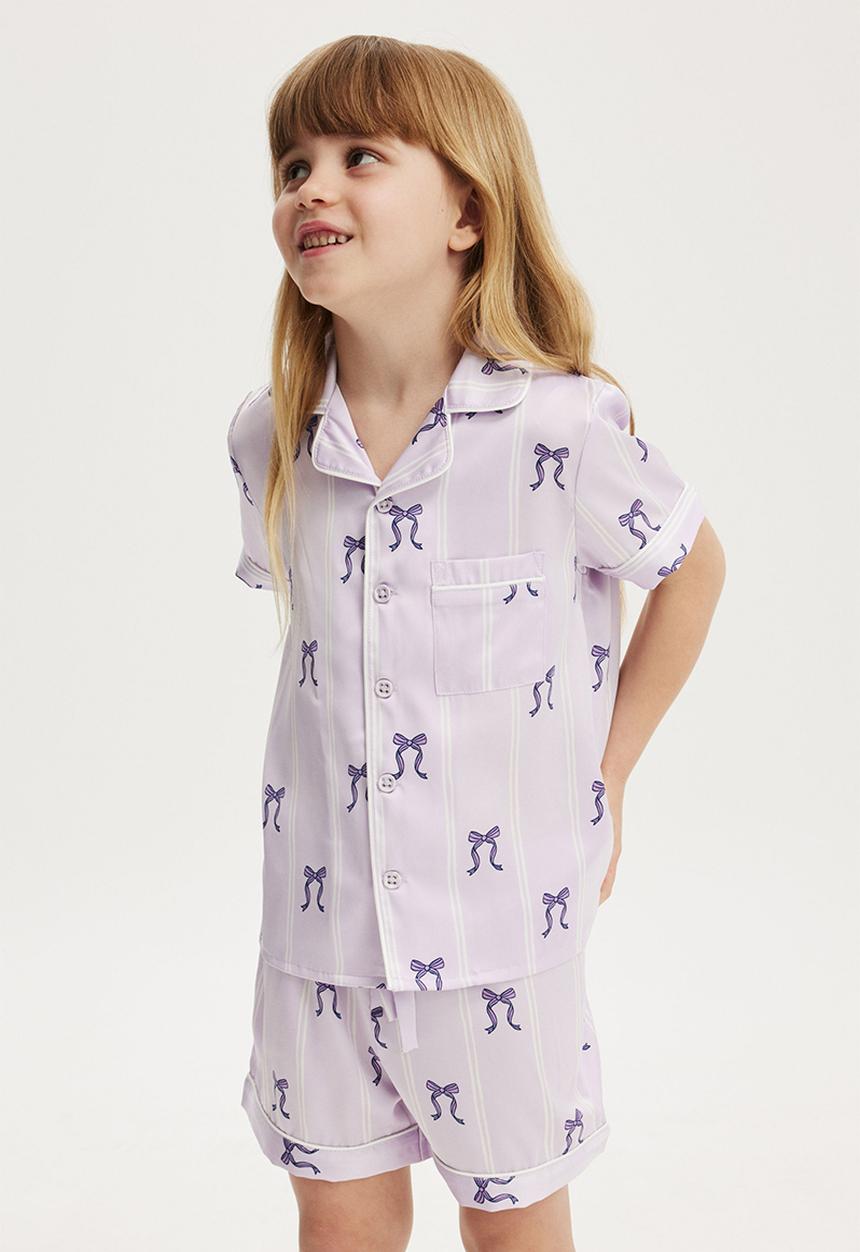 Cotton On - Casey short sleeve pyjama set - vintage lilac/stripe bows