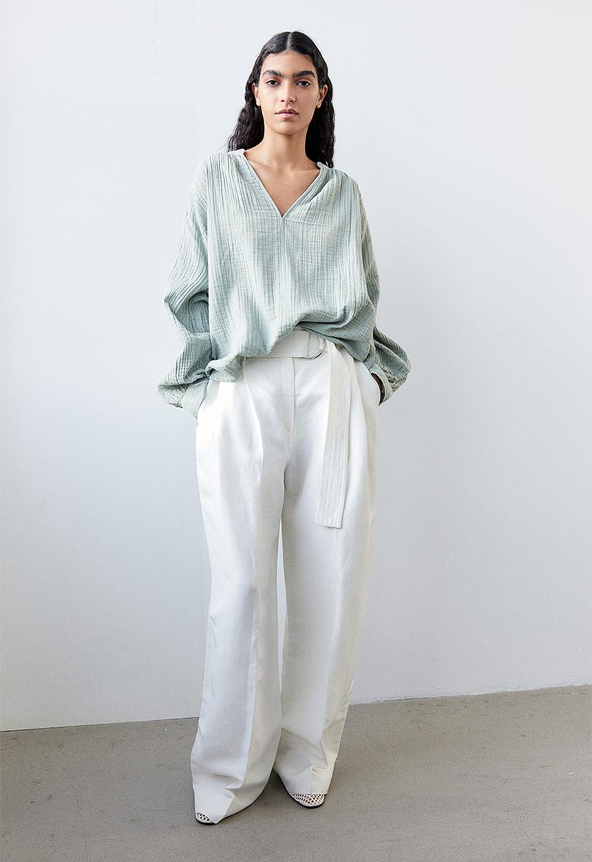 H&M - Double-weave blouse - sage green